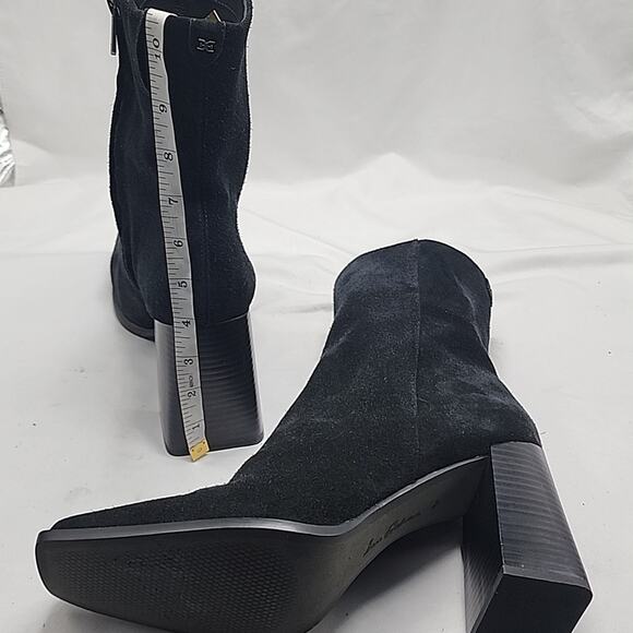 SAM EDELMAN IVETTE BLACK ANKLE BOOTS LEATHER STACKED HEEL LADIES SIZE 9.5 NWOB - Picture 9 of 16